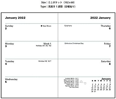 Седмица Letts of London Classic Mini Pocket, за да видите дневника 2022 black - Моделът в неделя (22-C32EBK)