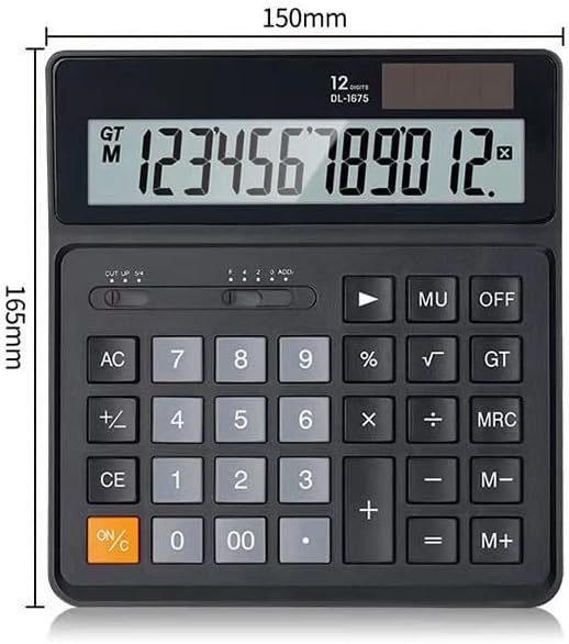 Настолен калкулатор QUUL Финансов Счетоводен Офис Слънчев калкулатор 12-Цифрен Преносим калкулатор двойно захранване с по-голям екран