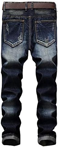 Мъжки дънки директно намаляване на AITITIA в байкерском стил джоб с интериор, Застиранные