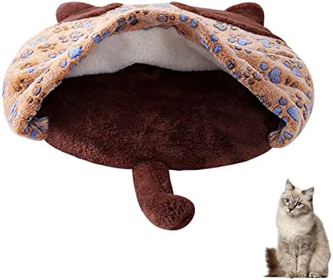 Спален чувал за котки от Премиум-клас LÜZHONG, Дизайн във формата на Пещерите в Котешка форма, Удобен за Котешки легла с Качулка, Мека