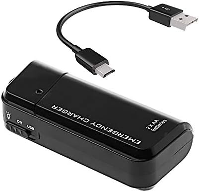 Преносимо зарядно за пътуване тип АА батерии, съвместим със Sony WH-1000XM5, аварийно повторно зарядно устройство с led подсветка! (Изисква се от 2 батерии тип АА, USB Type-C) [Чер?