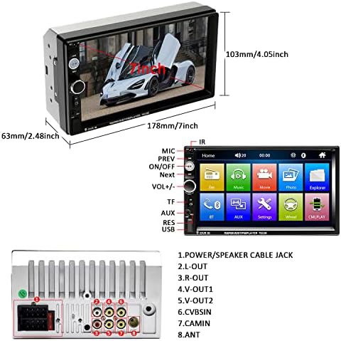 Двойна кола Стерео FM-приемник Din 7 сензорен екран, радио, Bluetooth, Главоболие, устройства за автомобили с Подкрепата на SWC/дистанционно