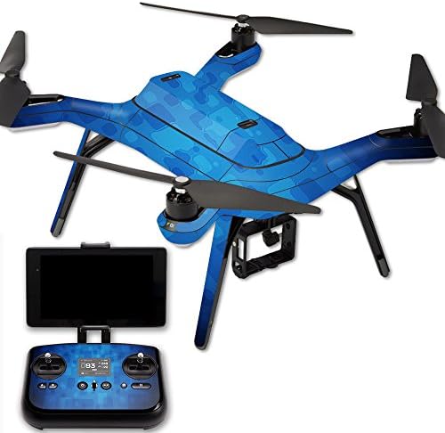 Кожата MightySkins е Съвместима с 3DR Solo Drone Quadcopter амбалажна Хартия Стикер Скинове Син Ретро