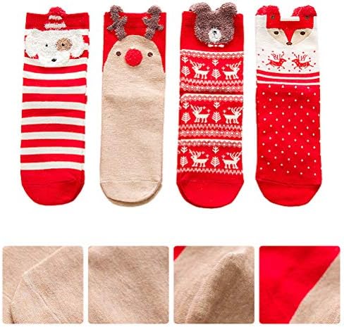 12 Чифта топли чорапи, Коледни Чорапи, Удобни Памучни Чорапи (Червени Смесени) Коледна Украса Подаръци Украса