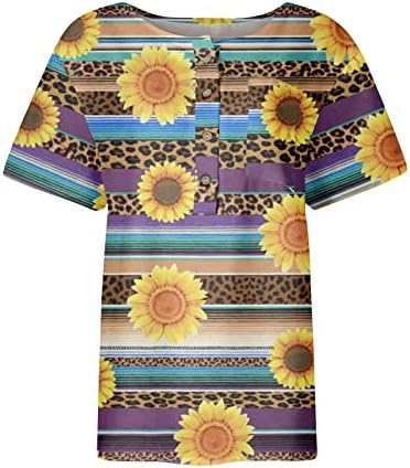 Ризи с Копчета и Къс ръкав за Жени, Блузи с Къс ръкав и V-образно деколте, Летни Блузи С Флорални Принтом, Ежедневни Риза 2023