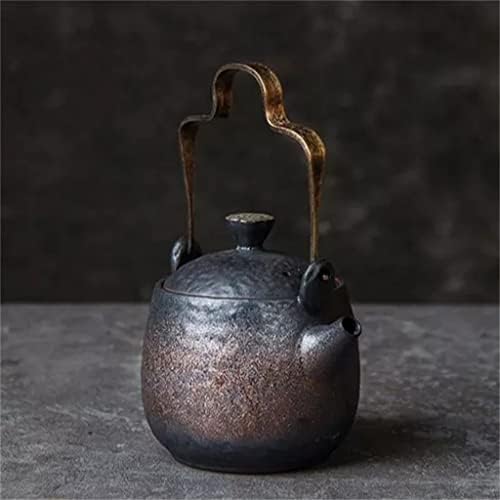 Керамичен Чайник с отпечатан във формата на Лотос с гъста метална дръжка, Украса за дома, 240 мл (Цвят: A, размер: 6x15 см)