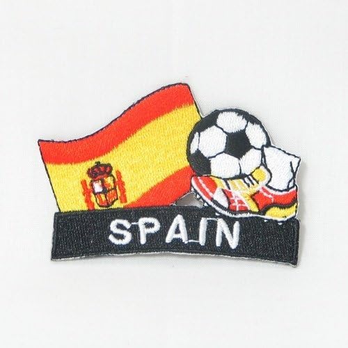 Испания Испански Футболен удар Флаг на страната, на бродирани желязо на нашивке Икона на стопанските... 2 X 1 3/4 Инча .. Нова